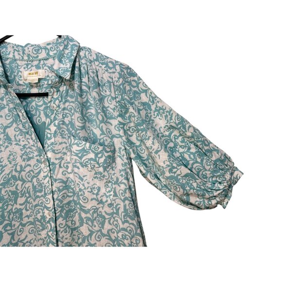 Anthropologie The Irene Linen Long Shirt Dress XXS Puff Sleeve Dainty Prairie - Picture 11 of 16